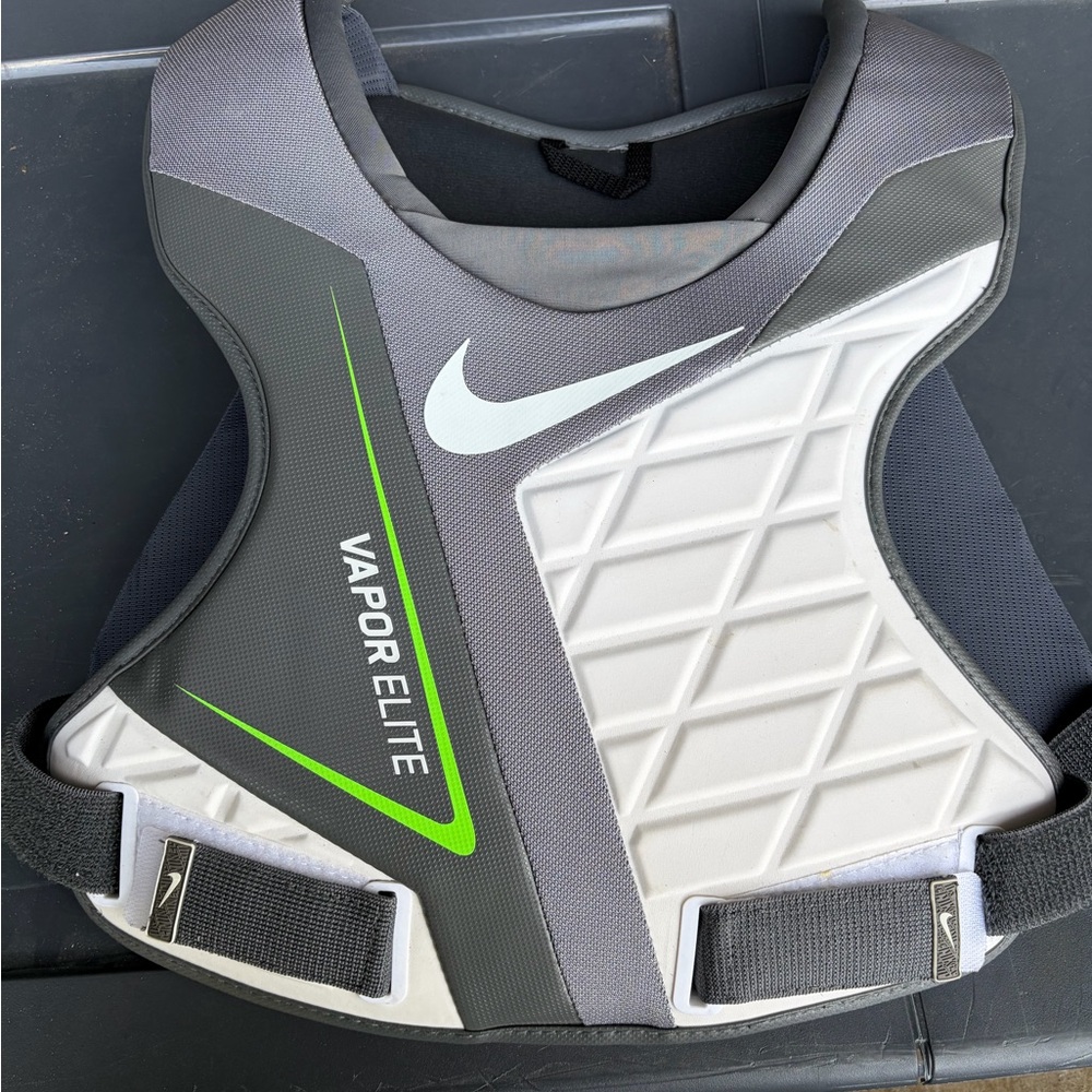 Nike Gray and White Chest Protector with Green Accents